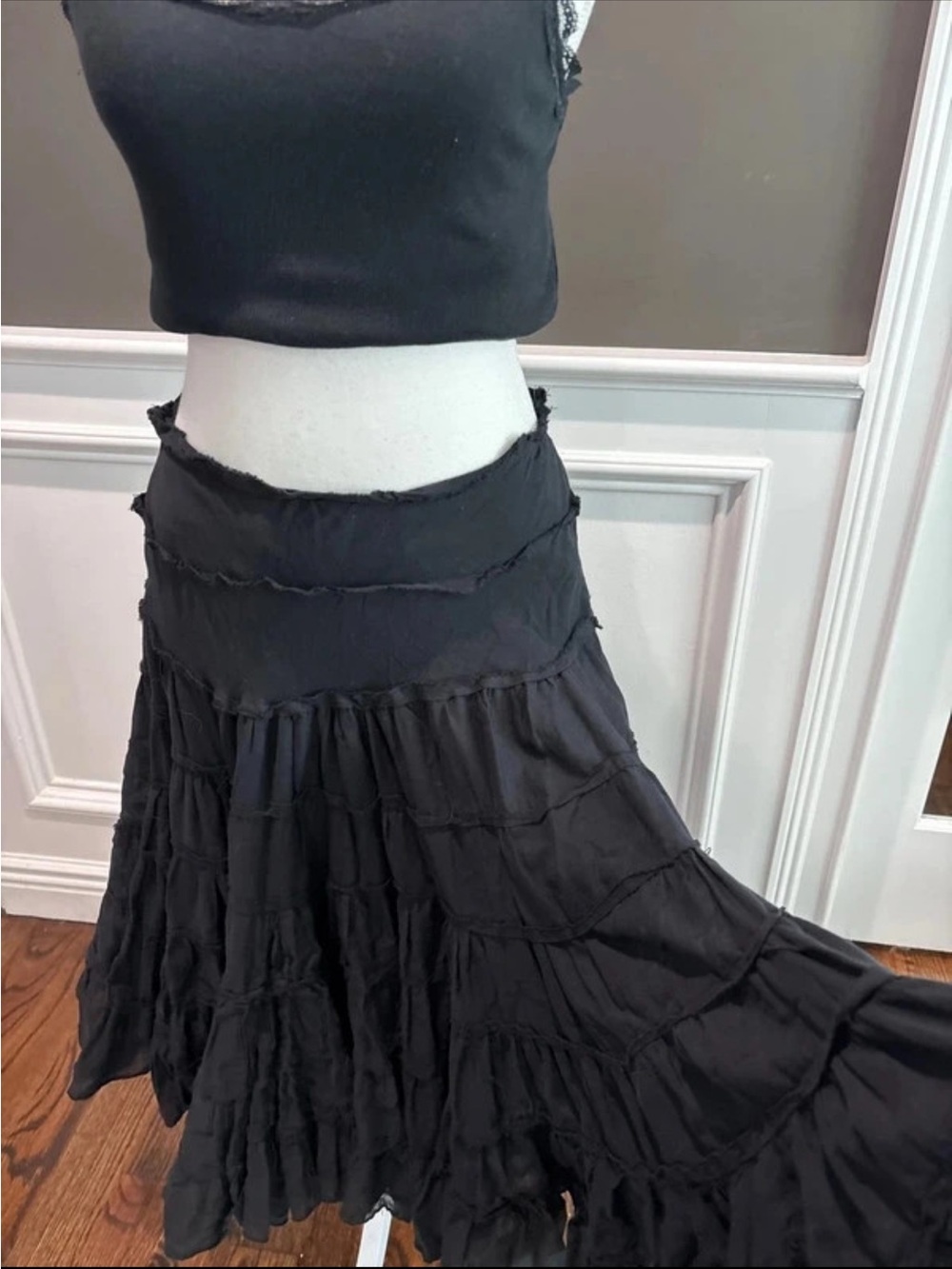 Rampage Black Tiered Maxi Skirt